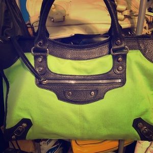 Balenciaga neon green handbag